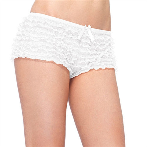 Lace Ruffle Shorts - White - One Size
