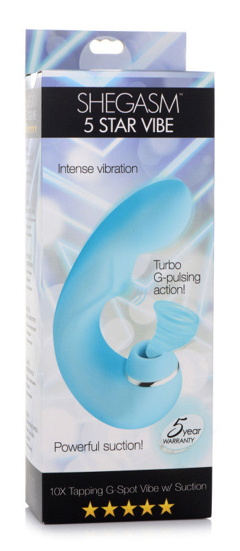 Shegasm 5 Star 10x Tapping G-Spot Vibe With Suction - Teal