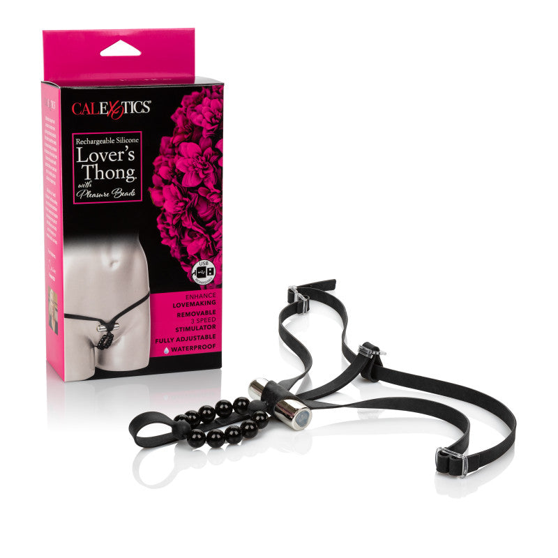 Rechargeable Silicone Lover&#39;s Thong With Pleasure Beads