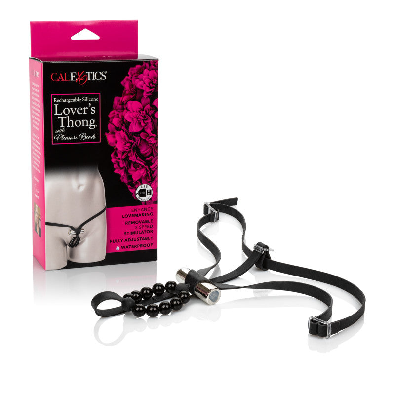 Rechargeable Silicone Lover's Thong With Pleasure Beads