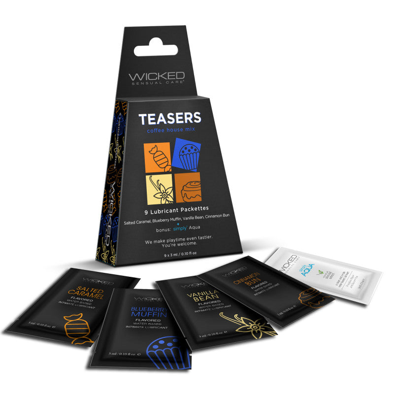 Teasers Coffee House Mix -  9 Lubricant Packettes - 2 Each