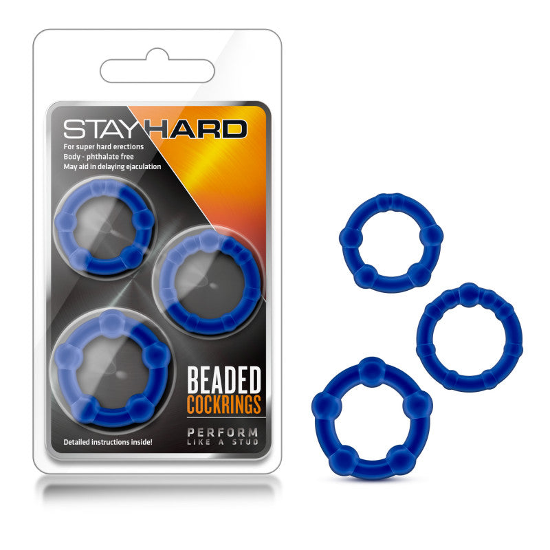 Stay  Beaded Rings - 3 Pack - Blue