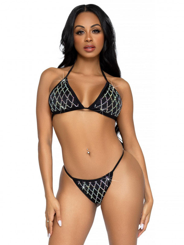 2 Pc Domino Bikini Set - Black - Medium