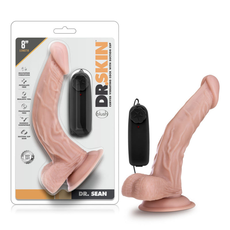 Dr. Skin - Dr. Sean - 8 Inch Vibrating  With  Suction Cup - Vanilla