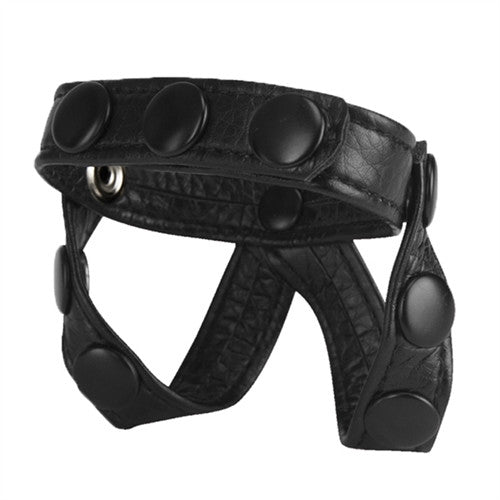 The Macho Collection v-Style Cock Ring and Ball Divider - Black
