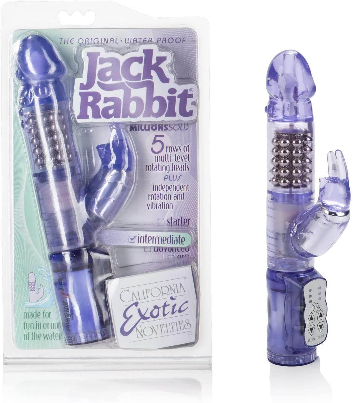Waterproof Jack Rabbit – 5-Row Rotating Shaft & Vibrating Ears (Purple)