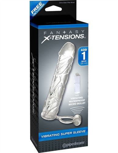 Fantasy X-Tensions Vibrating Super Sleeve - Clear