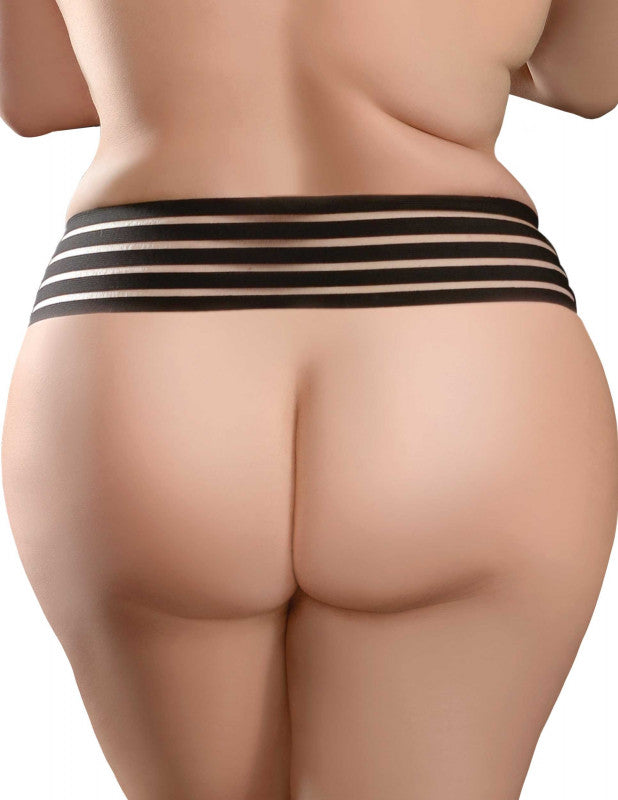 Hookup Panties Crotchless Love Garter - Black - XL - Xxl