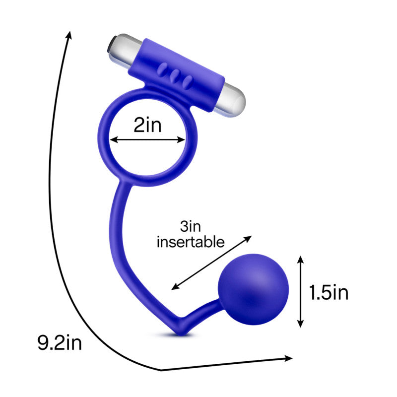 Performance Penetrator Anal Ball With Vibrating  Ring - Indigo