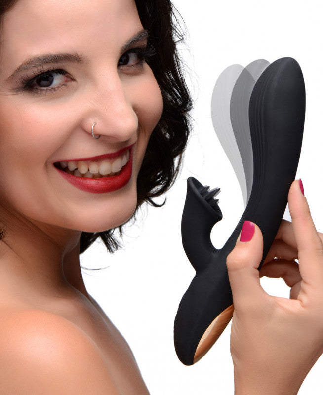 7x Bendable Silicone  Stimulating Vibrator - Black