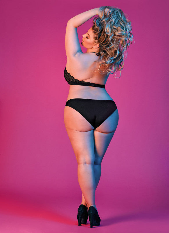 Sexy Time Halter Bandeau and Panty Set - Black -  1x-3x