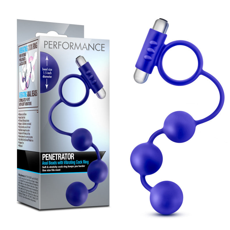 Performance - Penetrator - Anal Beads W/vibrating  Ring - Indigo