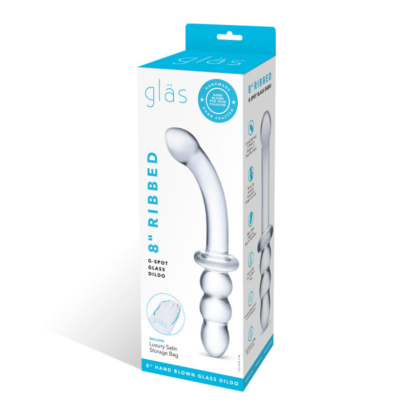 8 Inch Ribbed G-Spot Glass  - Clear