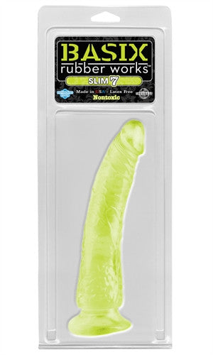 Basix Rubber Works - Slim 7-Inch Suction Cup - Glow in the Dark