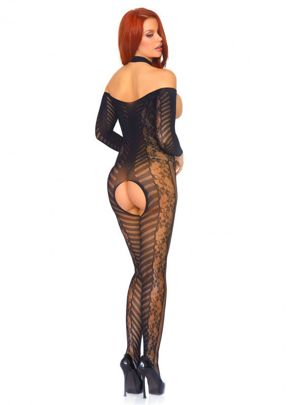 Long-Sleeved Bodystocking - One Size - Black