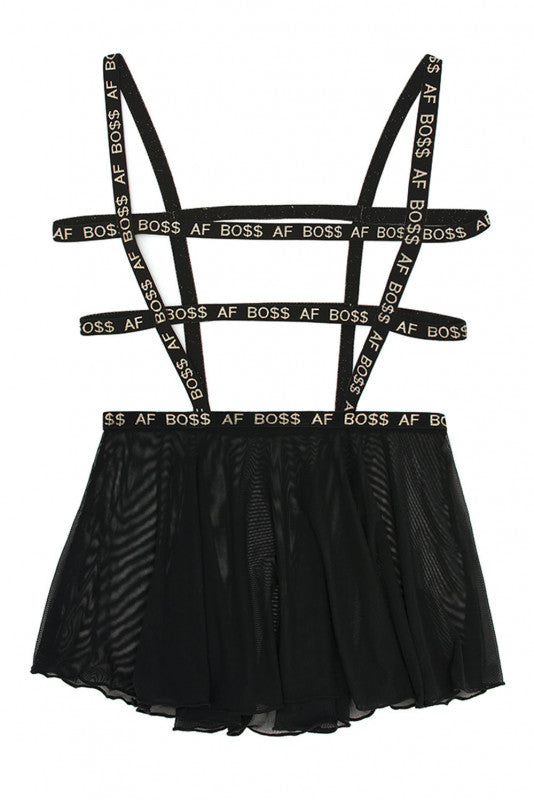 Boss Af Suspender Skater Skirt - Black - S/m