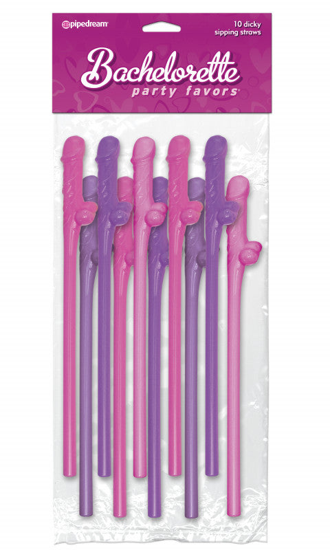 Bachelorette Party Favors 10  Sipping Straws - Pink &amp; Purple