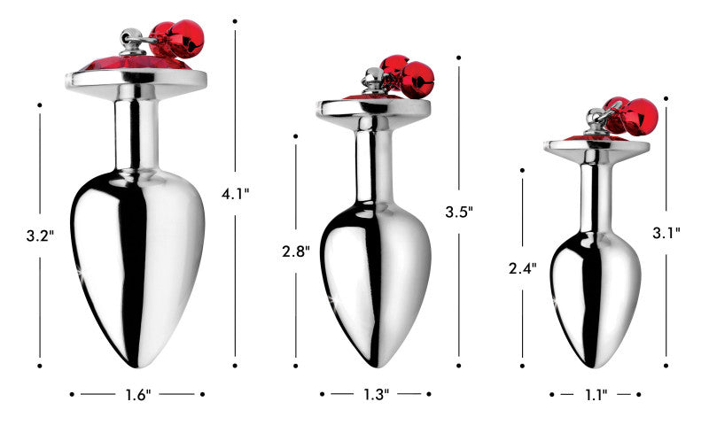 Red Gem With Bells Anal Plug Set
