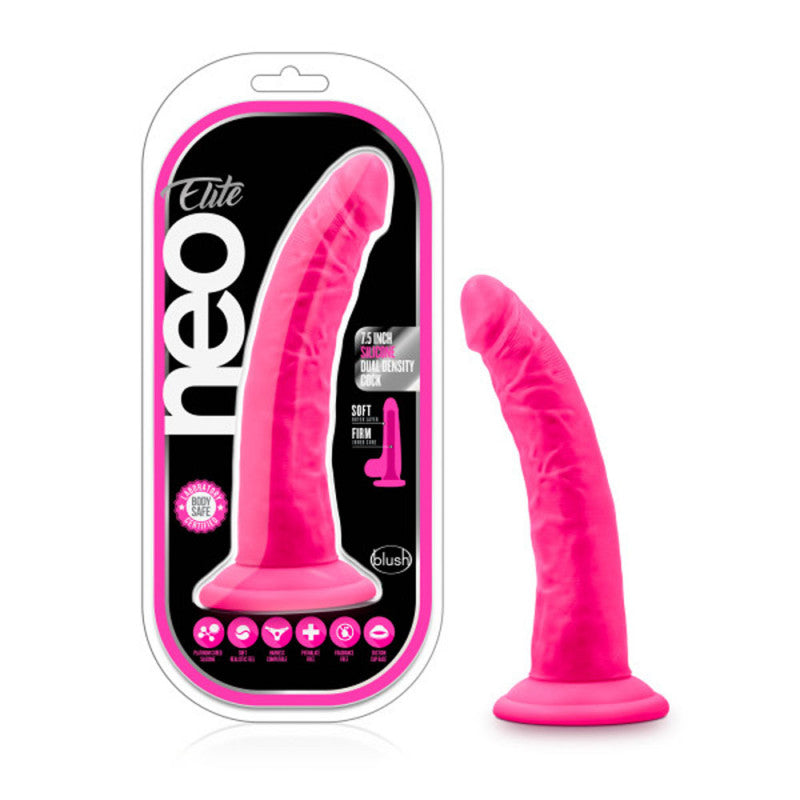 Neo Elite - 7.5 Inch Silicone Dual Density  - Neon Pink