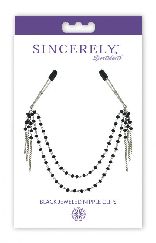 Midnight Black Jeweled Nipple Clips