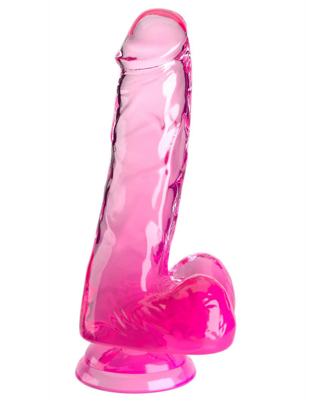 King  Clear 6 Inch With Balls - Pink