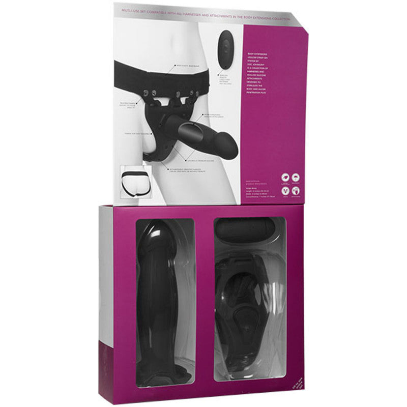Body Extensions - Hollow Bulbed Strap-on 2-Piece  Set With  Vibrator - Black