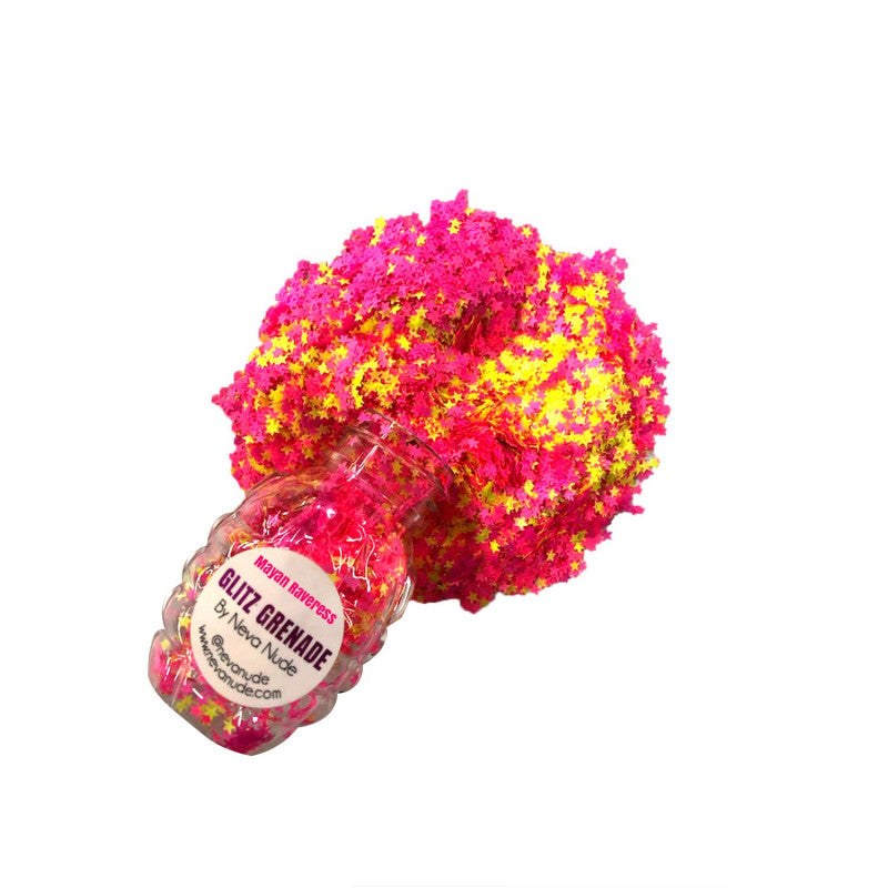 Mayan Raveress Neon Uv Cosmetic  Glitter Glitz Grenade Keychain in Aloe Gel