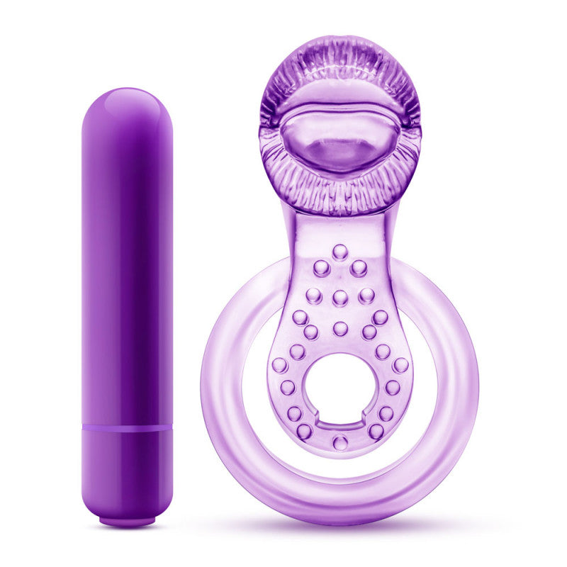 Lick It - Vibrating Double Strap  Ring - Purple