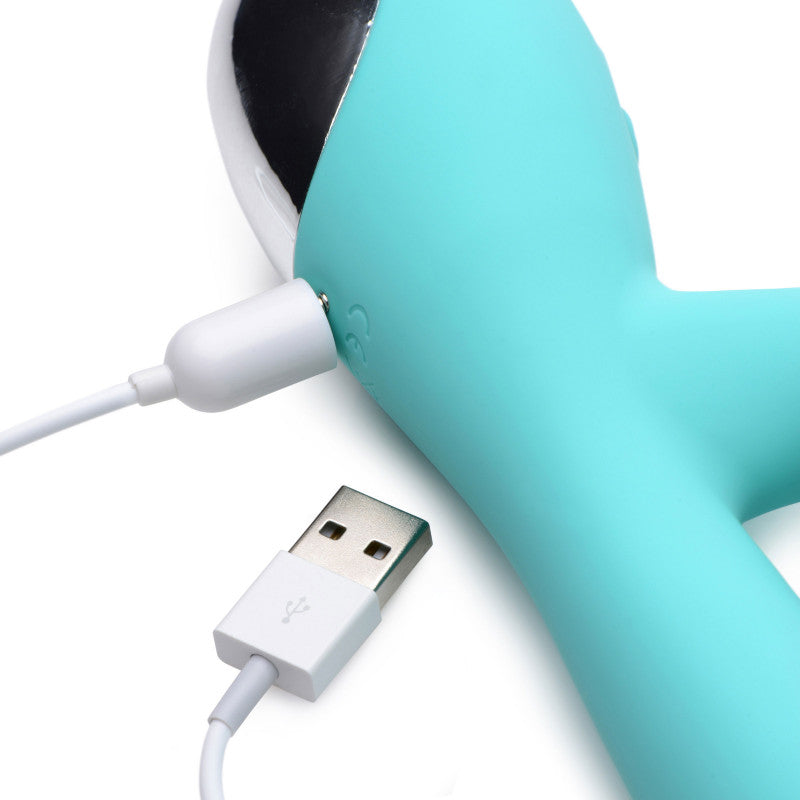 Shegasm 5 Star 7x Suction Come- Hither Silicone  Rabbit - Teal