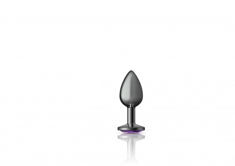 Cheeky Charms - Gunmetal Metal Butt Plug - Round - Deep Purple - Small