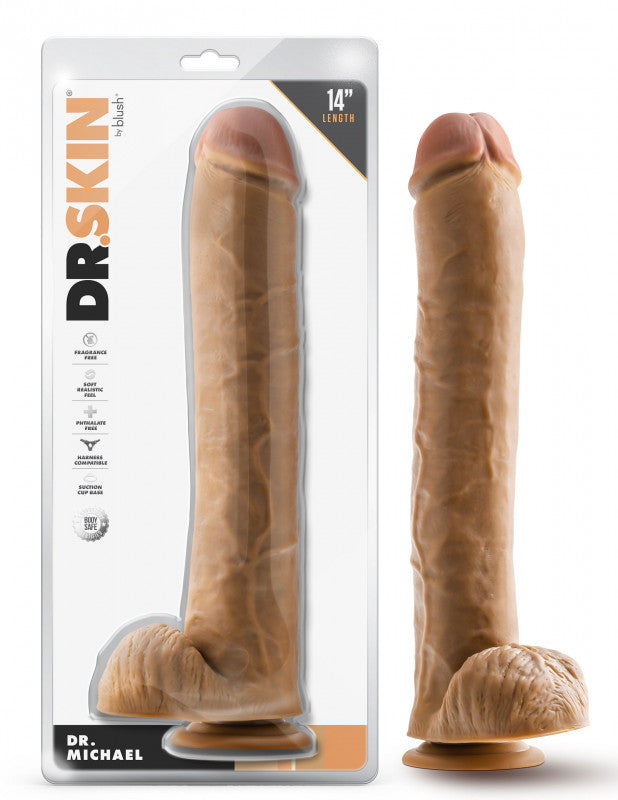 Dr. Skin – Dr. Michael 14" Realistic Dildo with Balls (Tan)