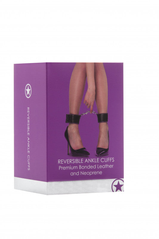 Reversible Ankle Cuffs Premium Bonded Leather and  Neoprene - Purple