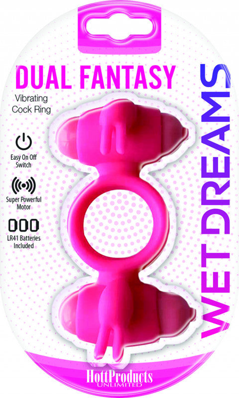 Wet Dreams - Dual Fantasy  Ring With Turbo Motors - Pink