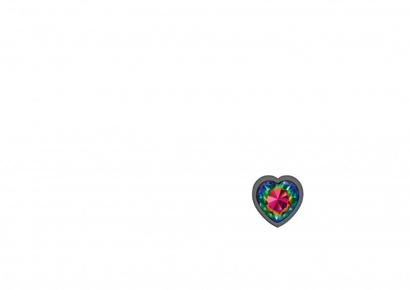 Cheeky Charms - Gunmetal Metal Butt Plug - Heart - Rainbow - Small