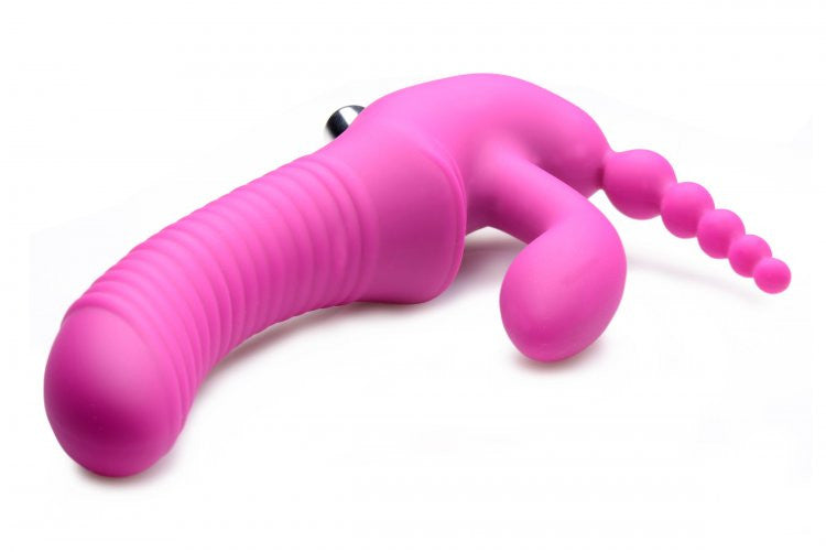 Regal Rider Vibrating Strapless Strap- on Triple G Dildo - Pink