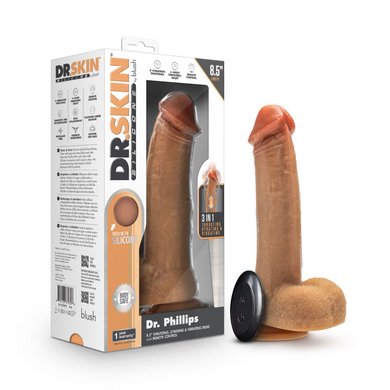 Dr. Skin Silicone Remote - Dr. Phillips - 8.5 Inch  Thrusting  - Tan