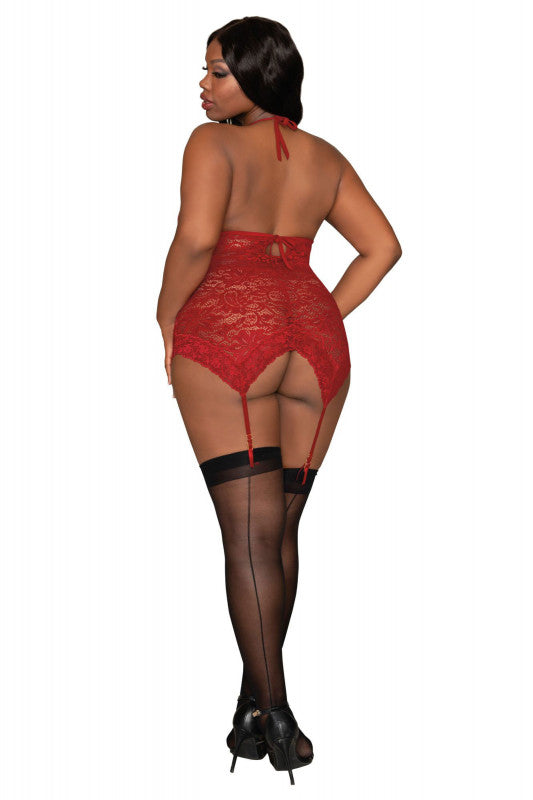 Garter Slip and G-StRing - Queen Size - Garnet