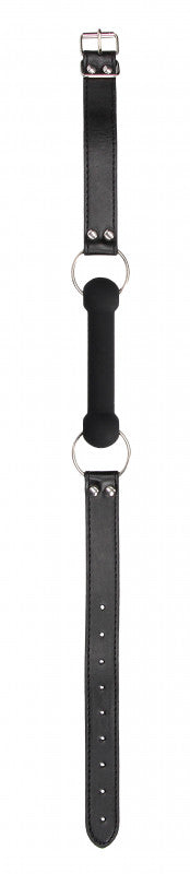 Silicone Bit Gag With Adjustable Bonded Leather  Straps - Black