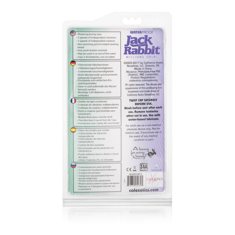 Waterproof Jack Rabbit – 5-Row Rotating Shaft & Vibrating Ears (Purple)