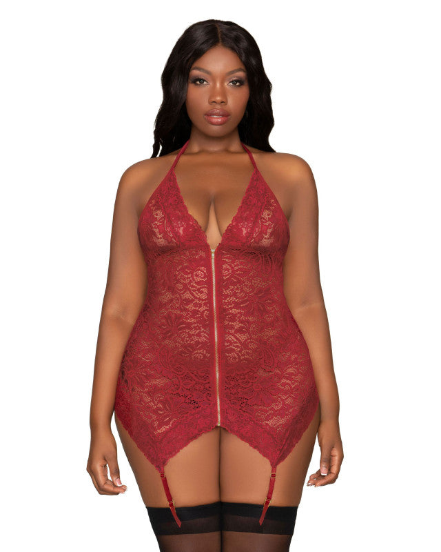 Garter Slip and G-StRing - Queen Size - Garnet
