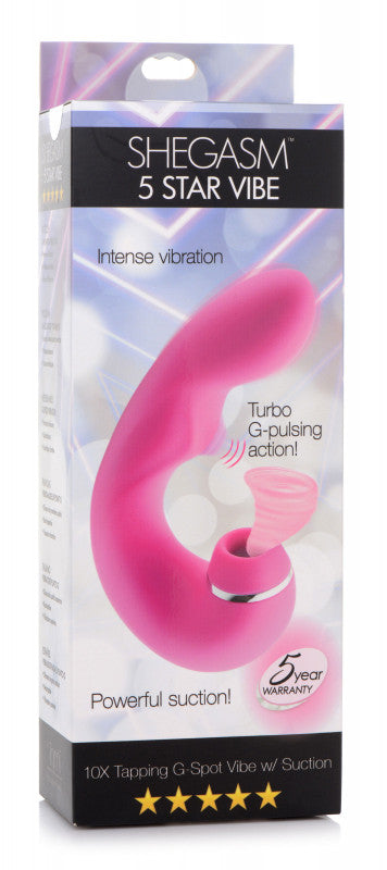 Shegasm 5 Star 10x Tapping G-Spot Vibe With Suction - Teal
