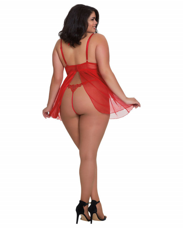 Babydoll, G-StRing - Queen - Lipstick Red