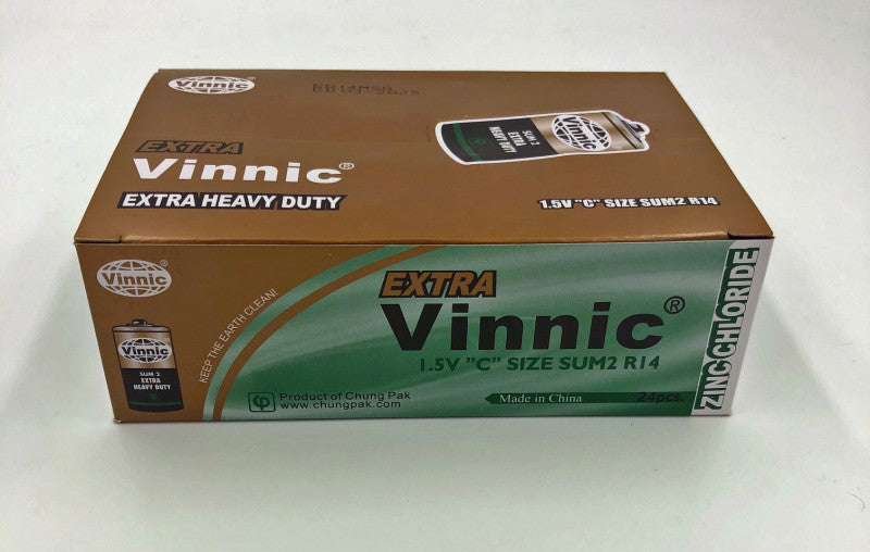 Vinnic Extra Heavy Duty C Batteries - 24 Pcs. Box