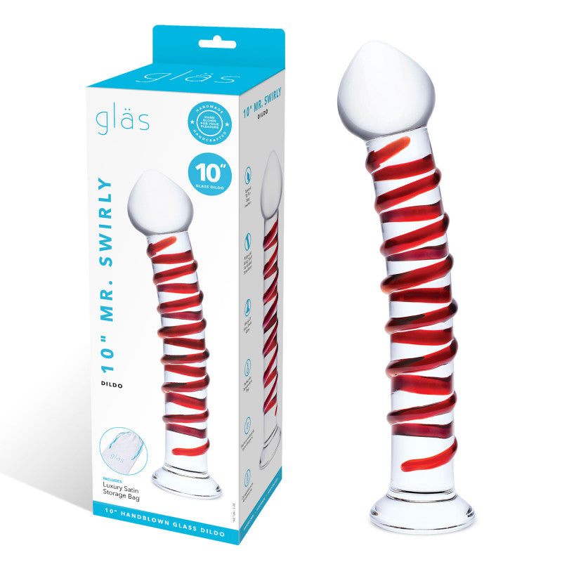 10 Inch Mr. Swirly  - Red/clear