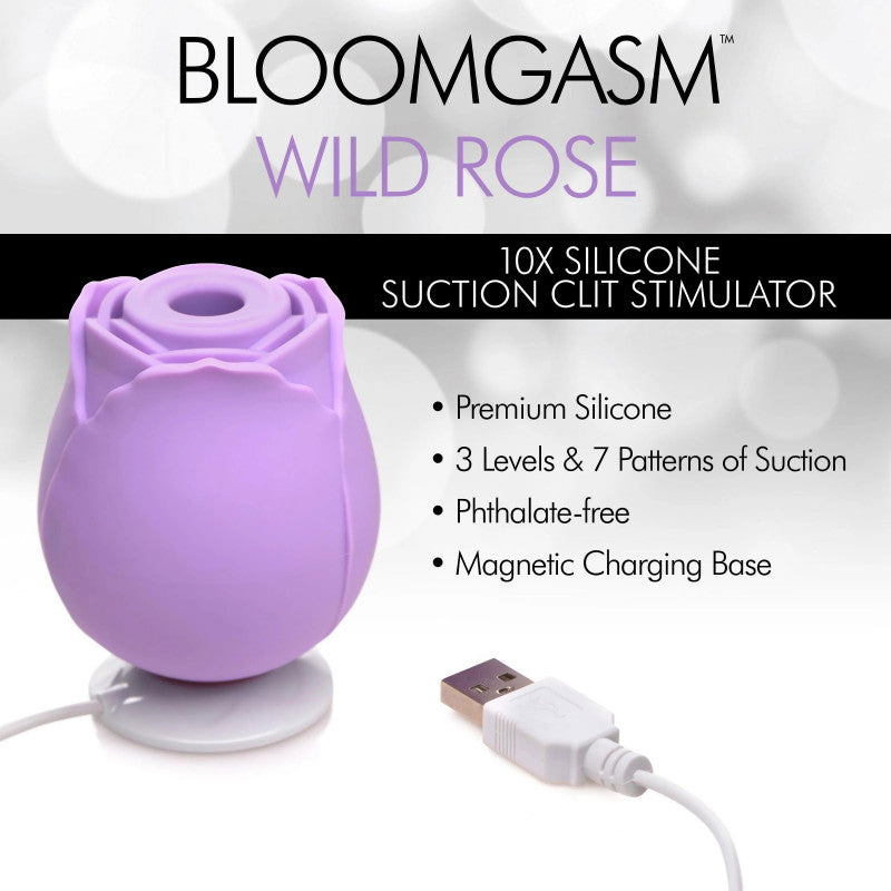 Bloomgasm Wild Rose 10x Suction  Stimulator -  Purple