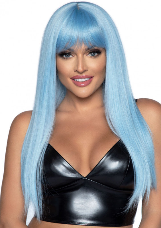 24 Inch Long Straight  Wig Blue