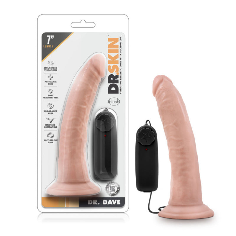 Dr. Skin - Dr. Dave - 7 Inch Vibrating  With  Suction Cup - Vanilla Ea