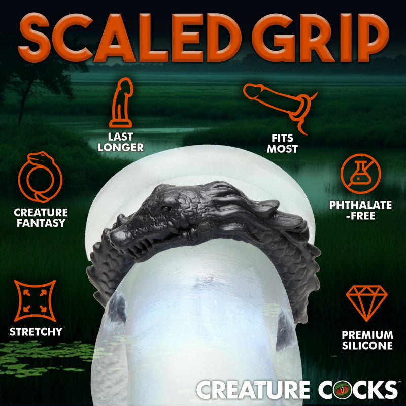 Black Caiman Silicone  Ring - Black