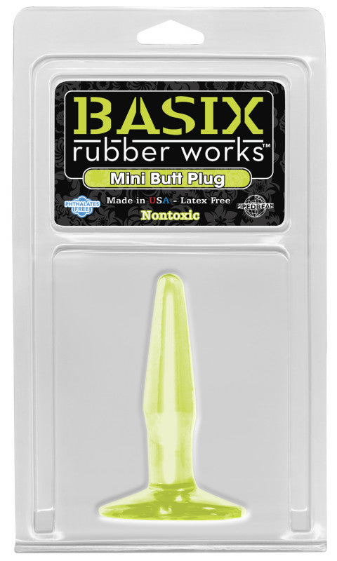 Basix Rubber Works - Mini Butt Plug - Glow in the Dark
