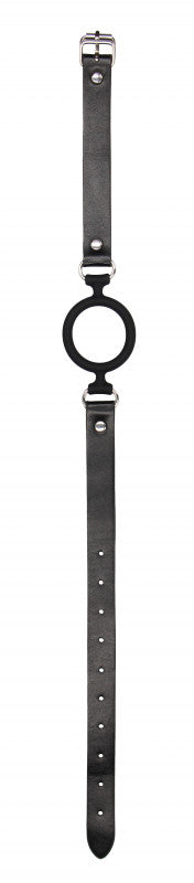 Silicone Ring  With Adjustable Bonded Leather  Staps - Black